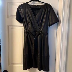 Ann Taylor Black Faux Leather Dress